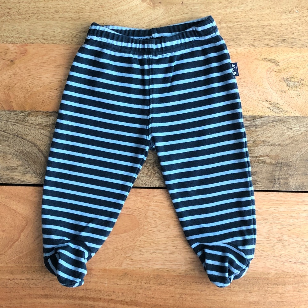 $2 JoJo Maman Bebe baby legging 3-6m blue stripe panta